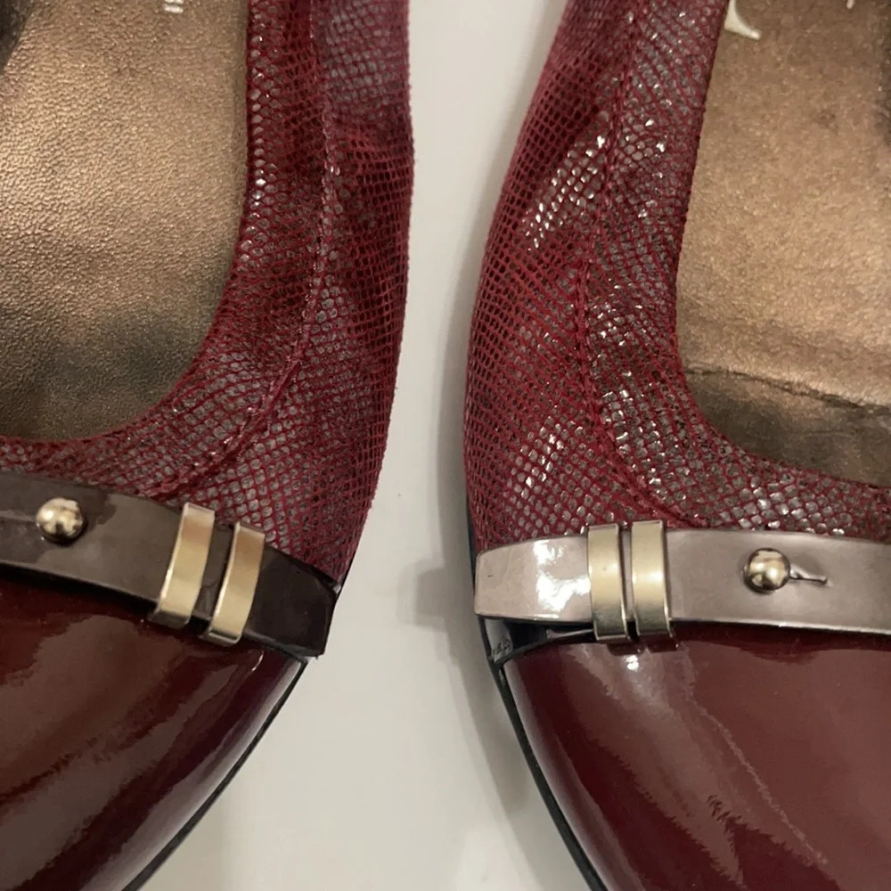 AGL Ladies Burgundy Leather Flats size USA 7 made in Italy - Picture 15 of 15
